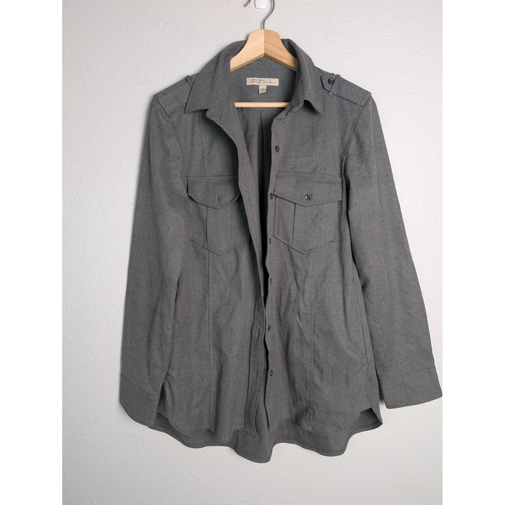 Banana Republic Button-Up shacket Womens M Gray Collared Long Sleeve Pockets